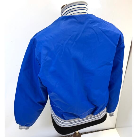 Howe Apparel Satin Bomber Jacket Blue Nightawks Emblem Size L Made USA VTG - Picture 4 of 11